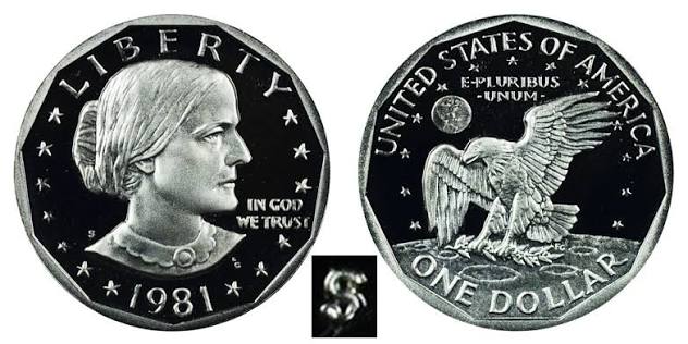 1981-S Type 1 Filled S mintmark vs Type 2 Clear S mintmark comparison under magnification